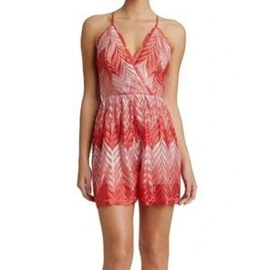 Dress The Population Brigitte Chevron Lace Lined Romper Red Size S NWT